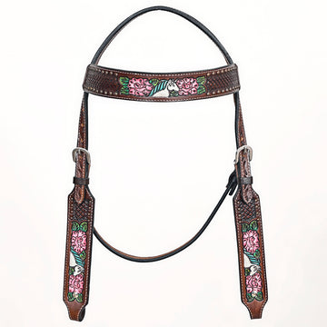 Comfytack Western Horse Floral Hand Painted Genuine Leather Headstall